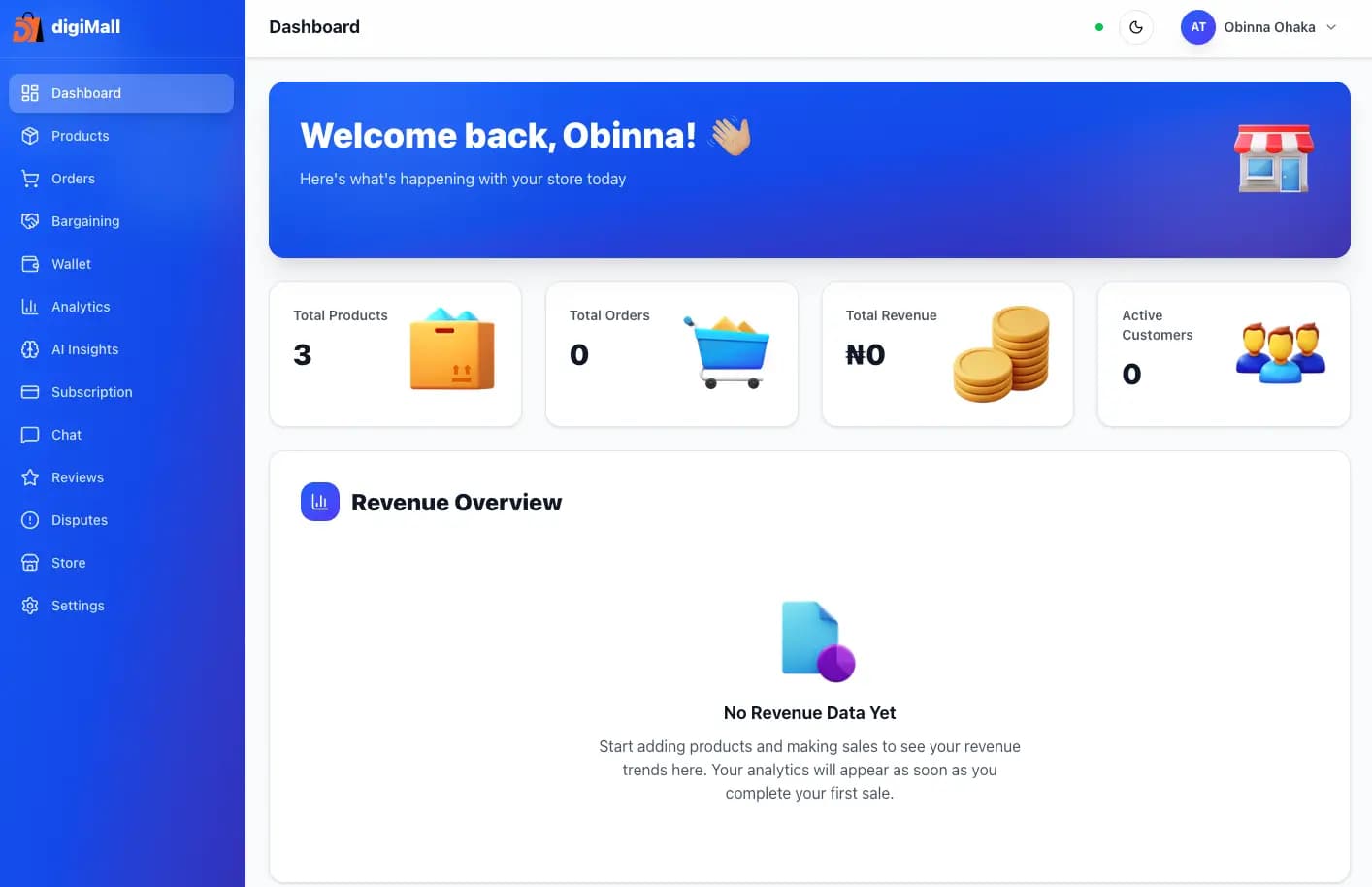 DigiMall Vendor Dashboard